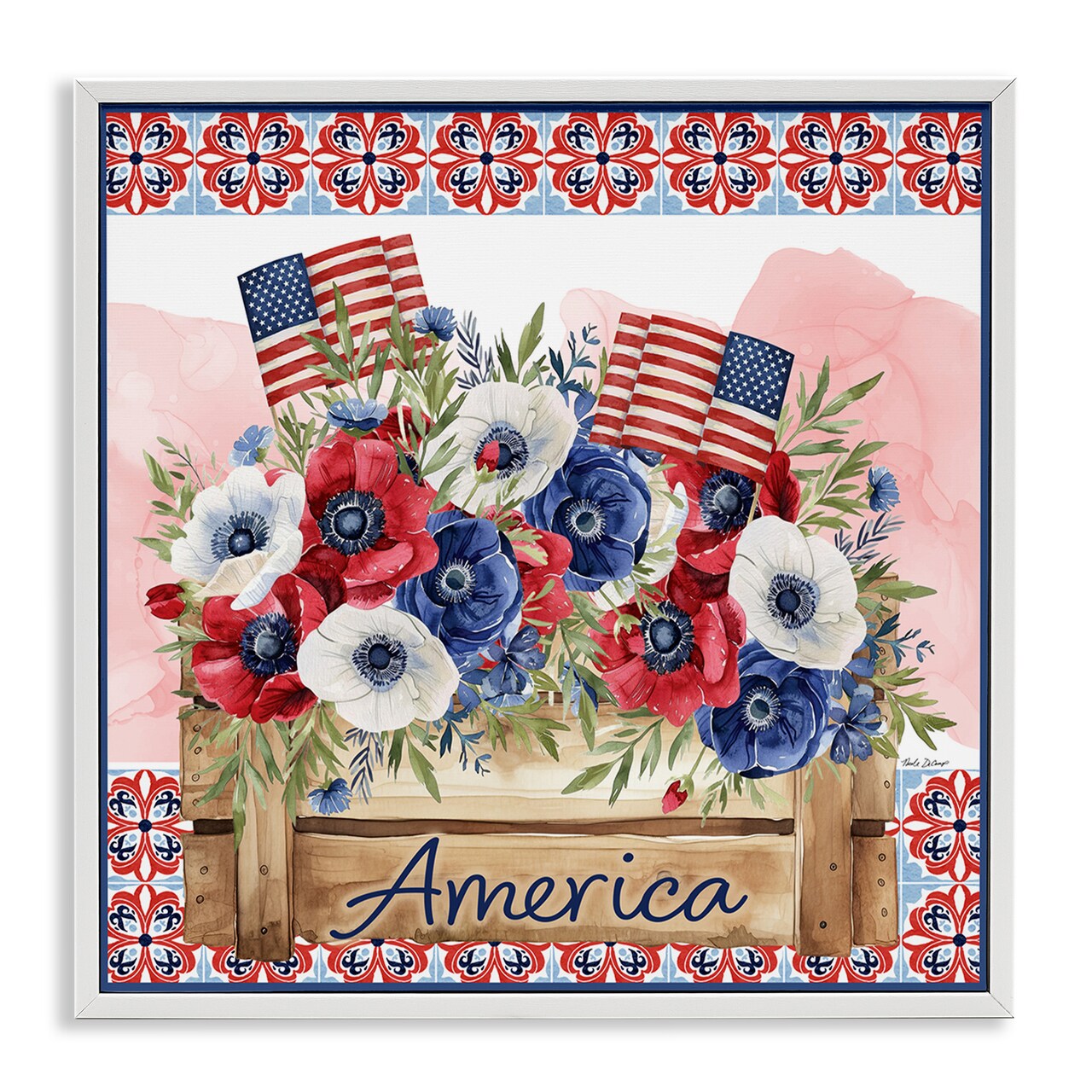 Stupell Industries Patriotic Poppies Bouquet Framed Giclee, design by Nicole DeCamp